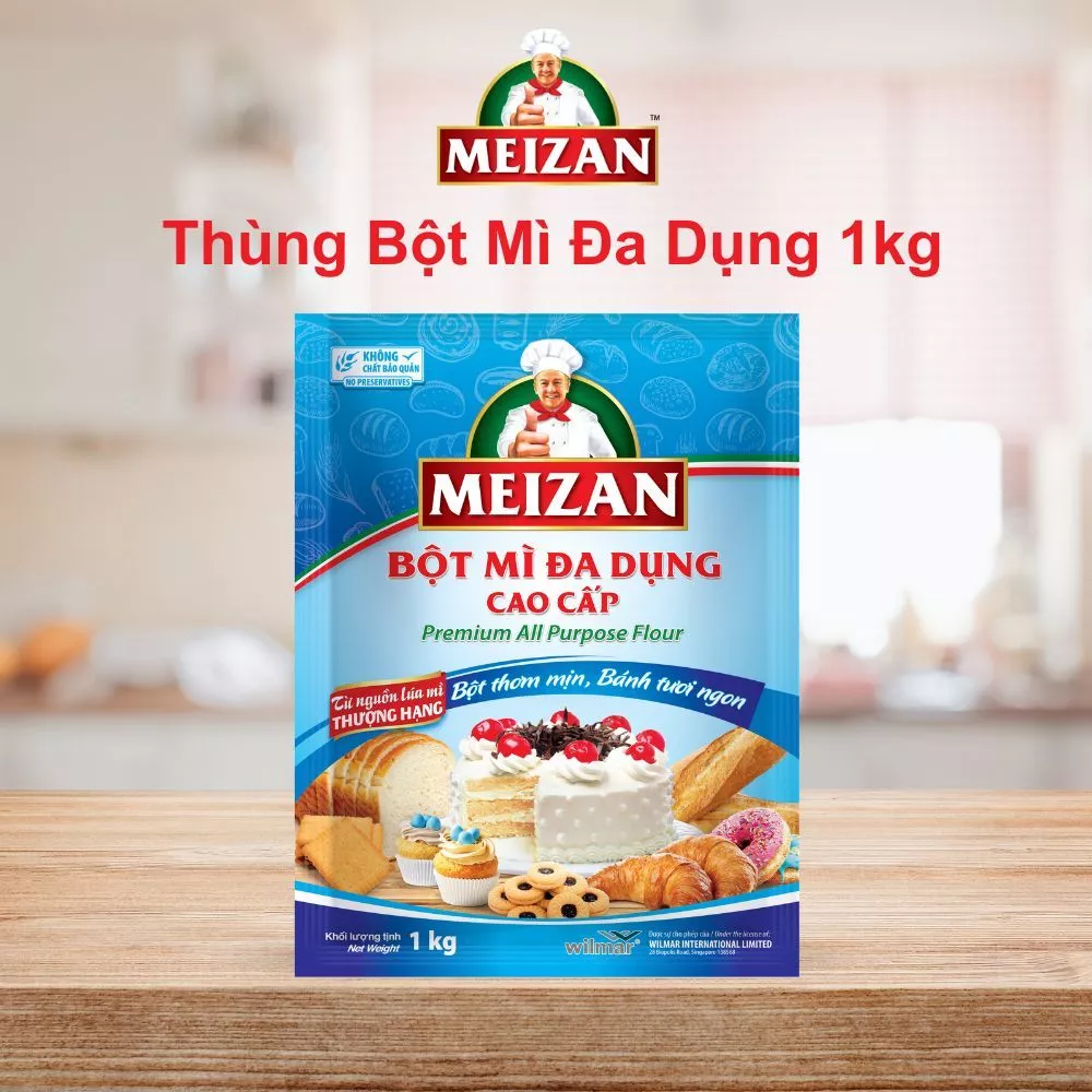 Thùng Bột Mì Đa Dụng Meizan 1kg ( 10 gói )