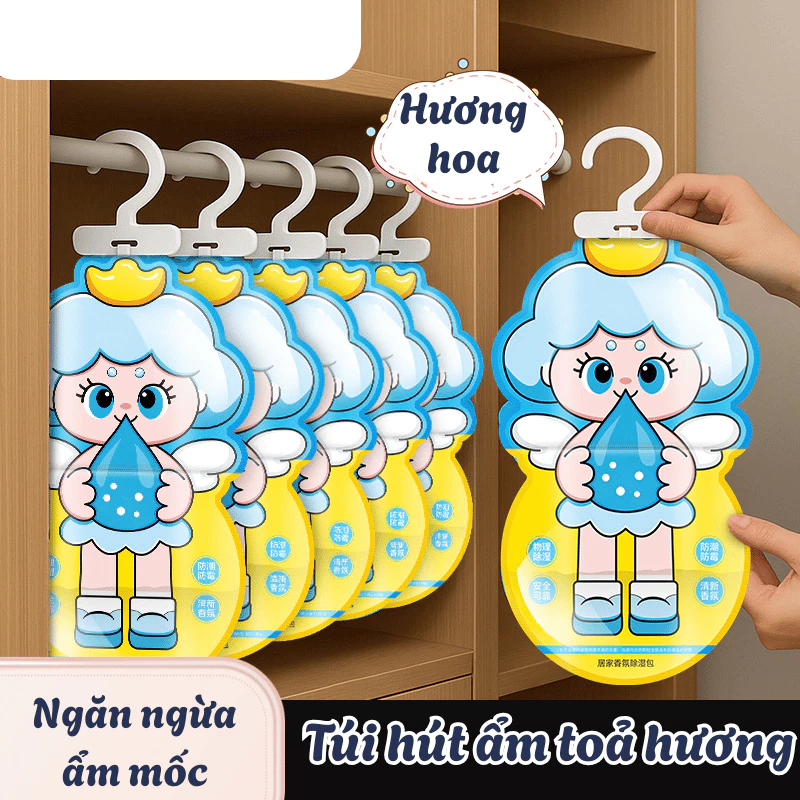 Túi Hút Ẩm 2 ngăn 3in1 Khử Mùi Toả Hương HPS Chống Ẩm Mốc, Túi Thơm Treo Tủ Quần Áo, Tủ Giày Hương Hoa Lan/Dành Dành
