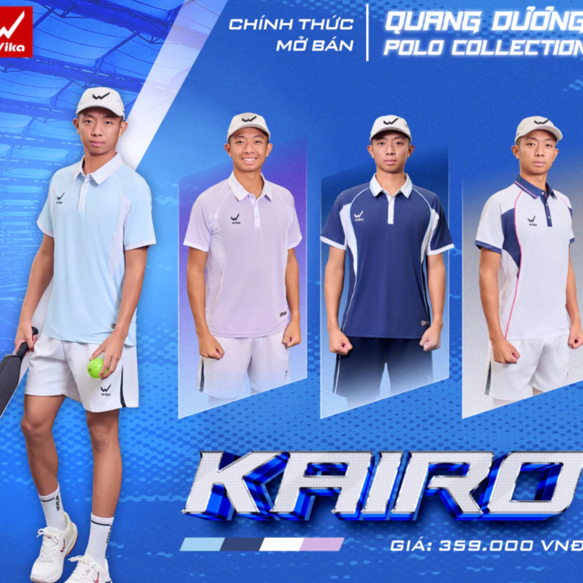 Áo Polo Thể Thao WIKA KAIRO x QUANG DƯƠNG Co Giãn 4 Chiều Mềm Nhẹ, Thoáng Khí, Thấm Hút Mồ Hôi