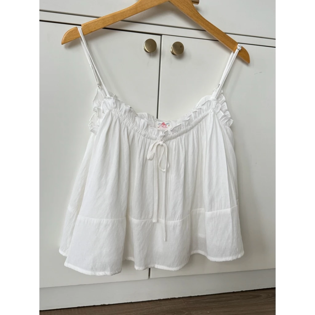 JASMINE TOP | áo babydoll 2 dây dáng xoè form rộng (2 lớp) phối viền bèo | áo mặc ngủ, đi chơi