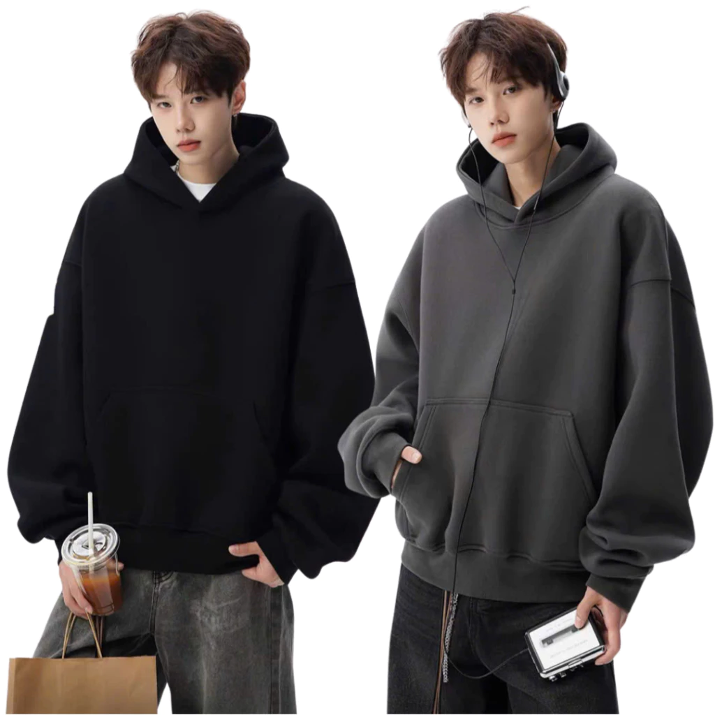 Áo hoodie nam nữ unisex nỉ ngoại trơn form croptop mùa thu đông khoác lửng dáng rộng - TâmShop K1