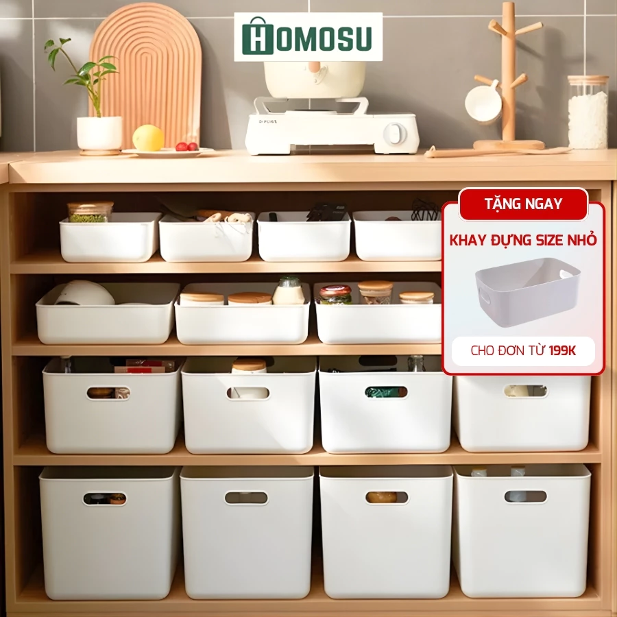 [Quà Tặng 0Đ] Hộp Đựng Đồ Có Nắp Nhiều Kích Thước Màu Trắng, Hộp Nhựa Đựng Đồ Phong Cách Nhật Bản Sang Trọng Q030
