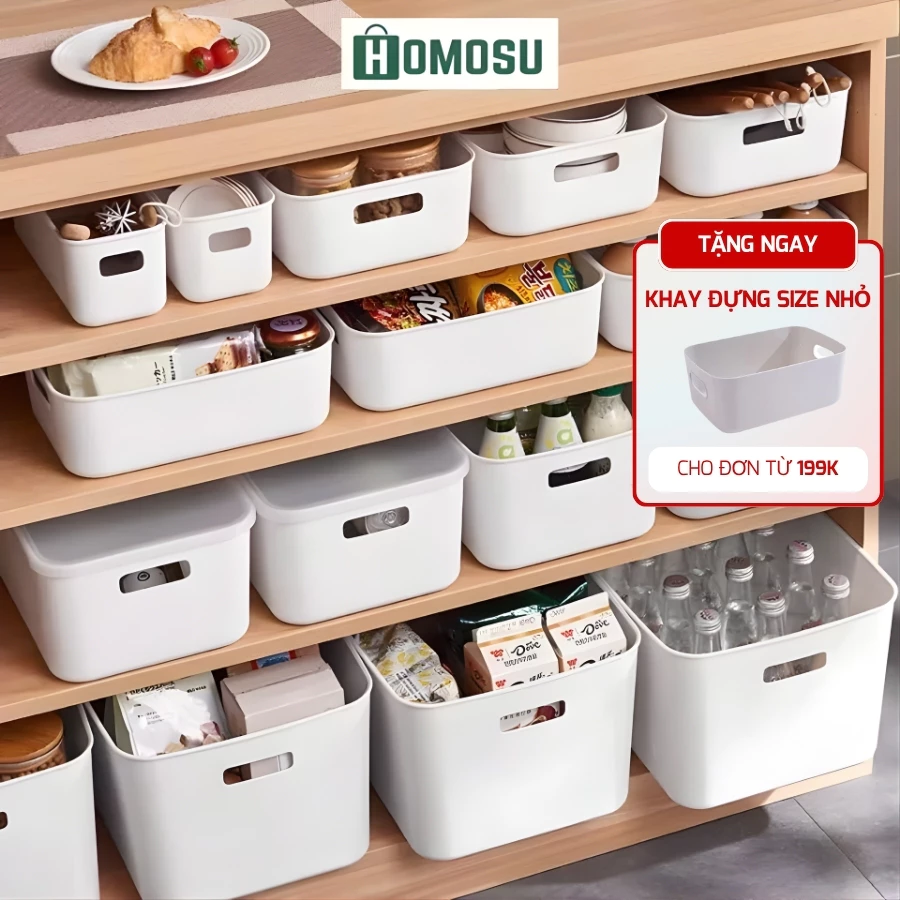 [Quà Tặng 0Đ] Hộp Nhựa Có Nắp, Hộp Đựng Đồ Có Nắp Đa Năng Có Tay Cầm Màu Trắng Tiện Dụng Cao Cấp Q003