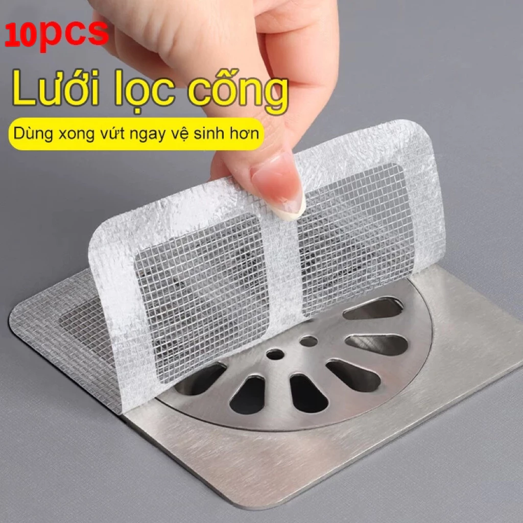 Lưới Lọc Rác Chống Tắc 10x10cm Set Lọc Rác Nhà Tắm Miệng Cống Thoát Nước Chặn Côn Trùng 10pcs