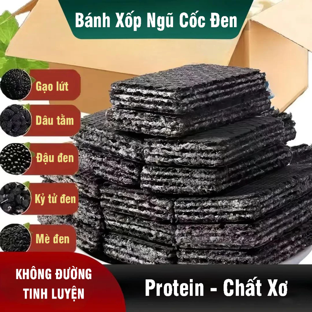 [ÍT ĐƯỜNG] Bánh Xốp Ngũ Cốc Đen Ít Calo 500gam/túi Dinh Dưỡng Thơm Ngon Snack Đại Hùng Foods