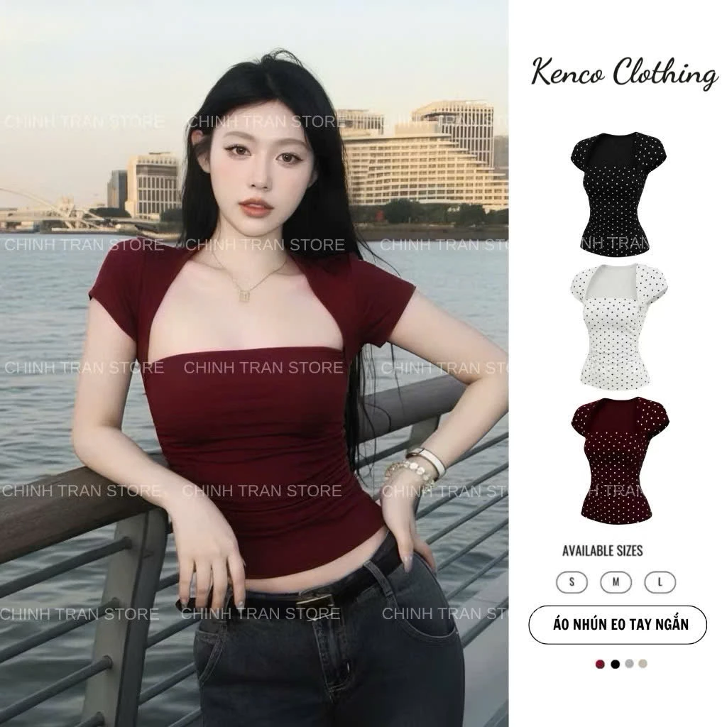 Áo Thun Nhún Eo Tay Ngắn Ôm Body Chất Thun Cotton Nhiều Màu Kenco Thời Trang Nữ