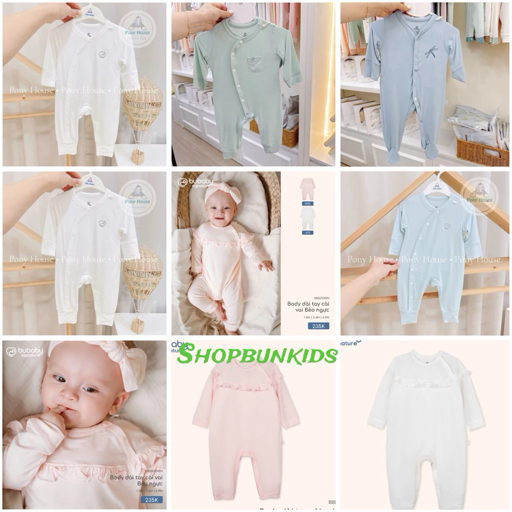 [ Bubaby ] Body dài tay Bu Baby vải sợi tre Glory Bambus Quần áo Bu Baby chính hãng bé sơ sinh 0-12M Bodysuit dài tay