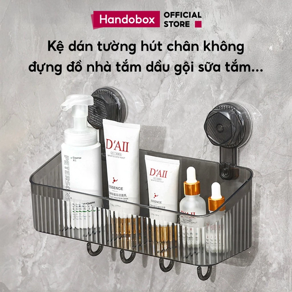 Kệ Đựng Đồ Nhà Tắm Dán Tường Hút Chân Không Handobx Kệ Trong Suốt Đựng Đồ Đa Năng Dầu Gội Sữa Tắm