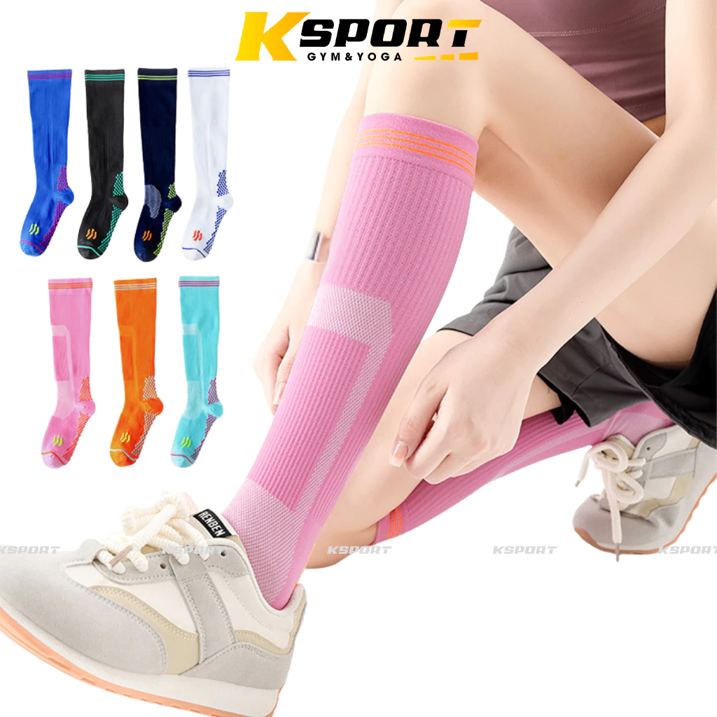 Tất Vớ Nữ Cổ Dài Dưới Gối Chất Liệu Cotton Thoáng Khí Freeszie 35-40, Tập Yoga Pilates Gym Aerobic Pickleball Cầu Lông