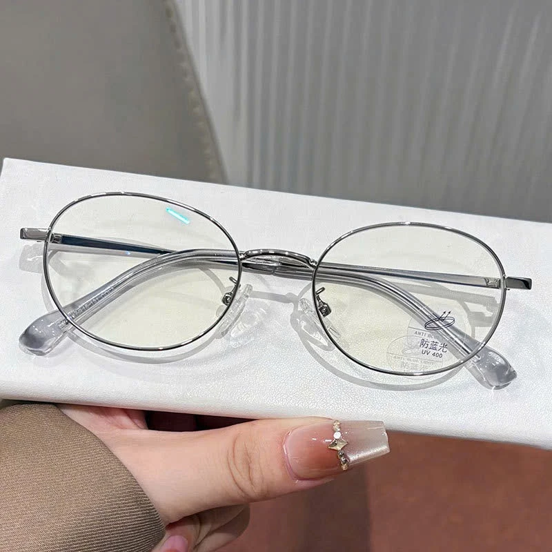 Kính mắt kim loại dáng tròn oval nhỏ lắp được cận chóng ánh sáng xanh LEO OPTICAL 35157