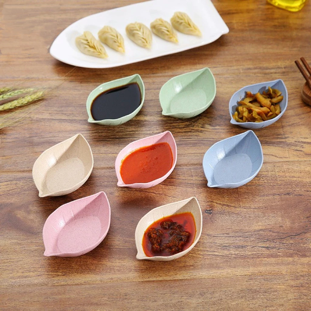 [HÀNG CÓ SẴN] SET 5 Chén Đĩa Đựng Gia Vị Nước Chấm Làm Từ Lúa Mạch Hình Chiếc Lá