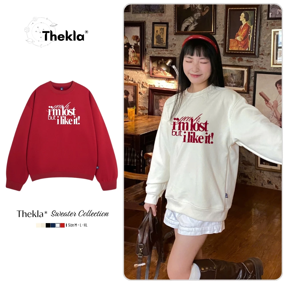 Áo Sweater THEKLA BST401 Hình Chữ TheLost- Áo Nỉ Lông Cáo Cao Cấp, Form Rộng Oversize