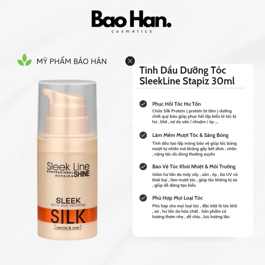 TINH DẦU CHỮA TRỊ SLEEK LINE PROTEIN SILK STAPIZ 30ml