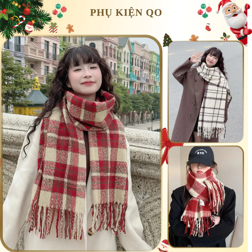 Khăn Quàng Cổ - Khăn Choàng Cổ Len Ấm Áp Phong Cách Vintage