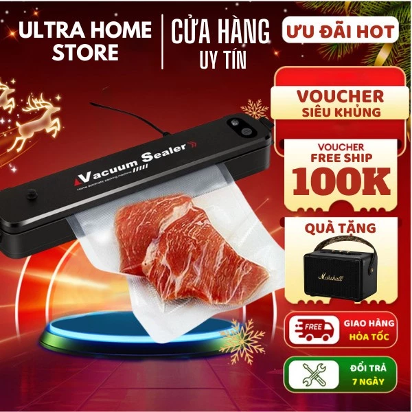 Máy Hút Chân Không Vacuum Sealer Mini Kèm Miệng Túi Hút Bảo Quản Thực Phẩm Tiện Lợi Cho Nội Trợ