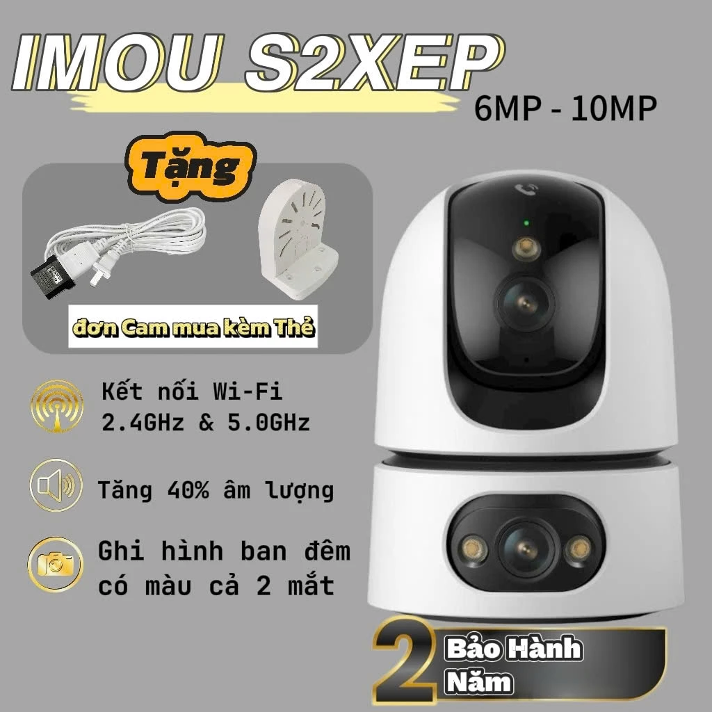 (QUÀ TẶNG đơn cam+thẻ)Camera Wifi 2 Mắt IMOU Ranger Dual Pro S2XEP 6MP/10MP–Hình ảnh ban đêm màu.