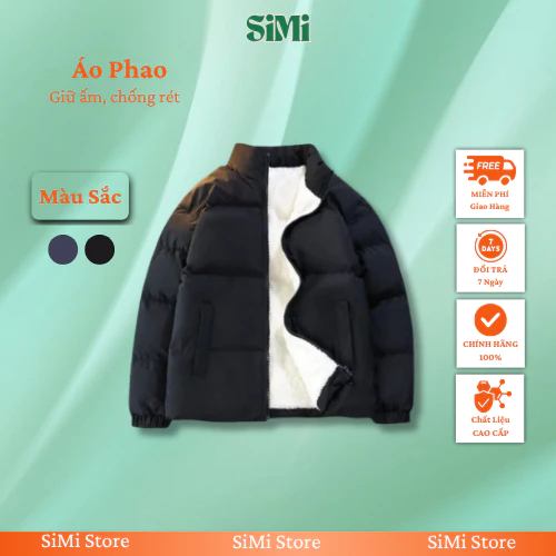 Áo phao SiMi lót lông cừu cao cấp 2 lớp dày dặn, giữ ấm cơ thể, chống rét hiệu quả