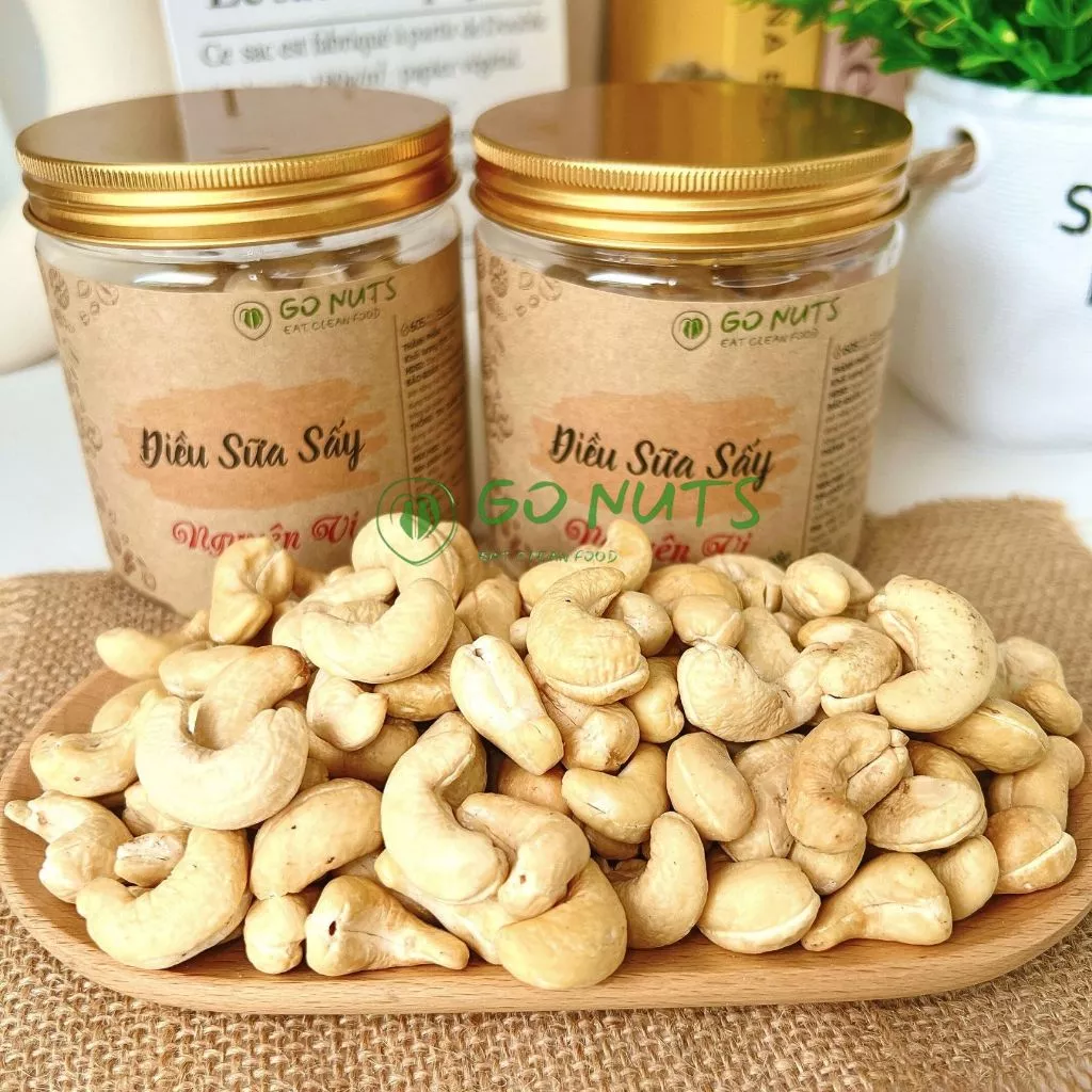 Điều Sữa sấy chín ăn liền đã tách vỏ GO NUTS hộp 250g, hạt điều size A Cồ VIP hạt to đều thơm béo