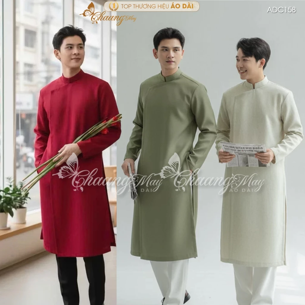 Áo dài cách tân Nam truyền thống Chaang may sẵn ADC158 áo dài đỏ đen trắng hồng chụp hình dự tiệc cưới lễ tết đẹp