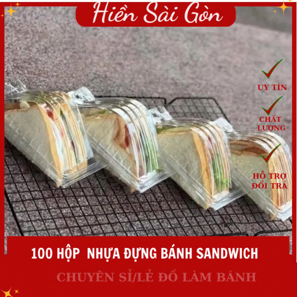 100 HỘP NHỰA TAM GIÁC ĐỰNG BÁNH SANDWICH / HỘP NHỰA MÁI NHÀ CAO CẤP