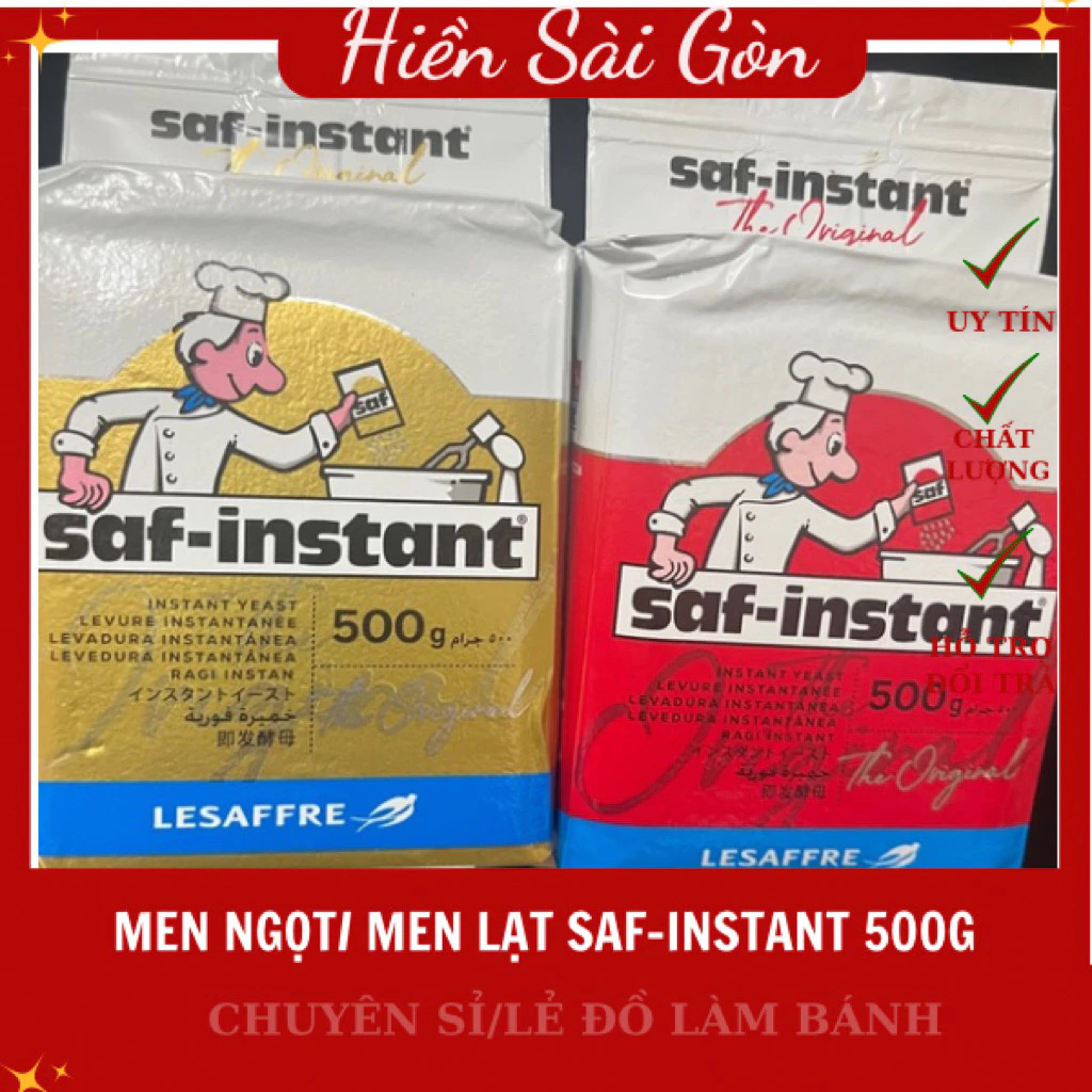 MEN LÀM BÁNH SAF-INSTANT 500G – MEN NGỌT (ĐỎ) & MEN LẠT (VÀNG) CHÍNH HÃNG