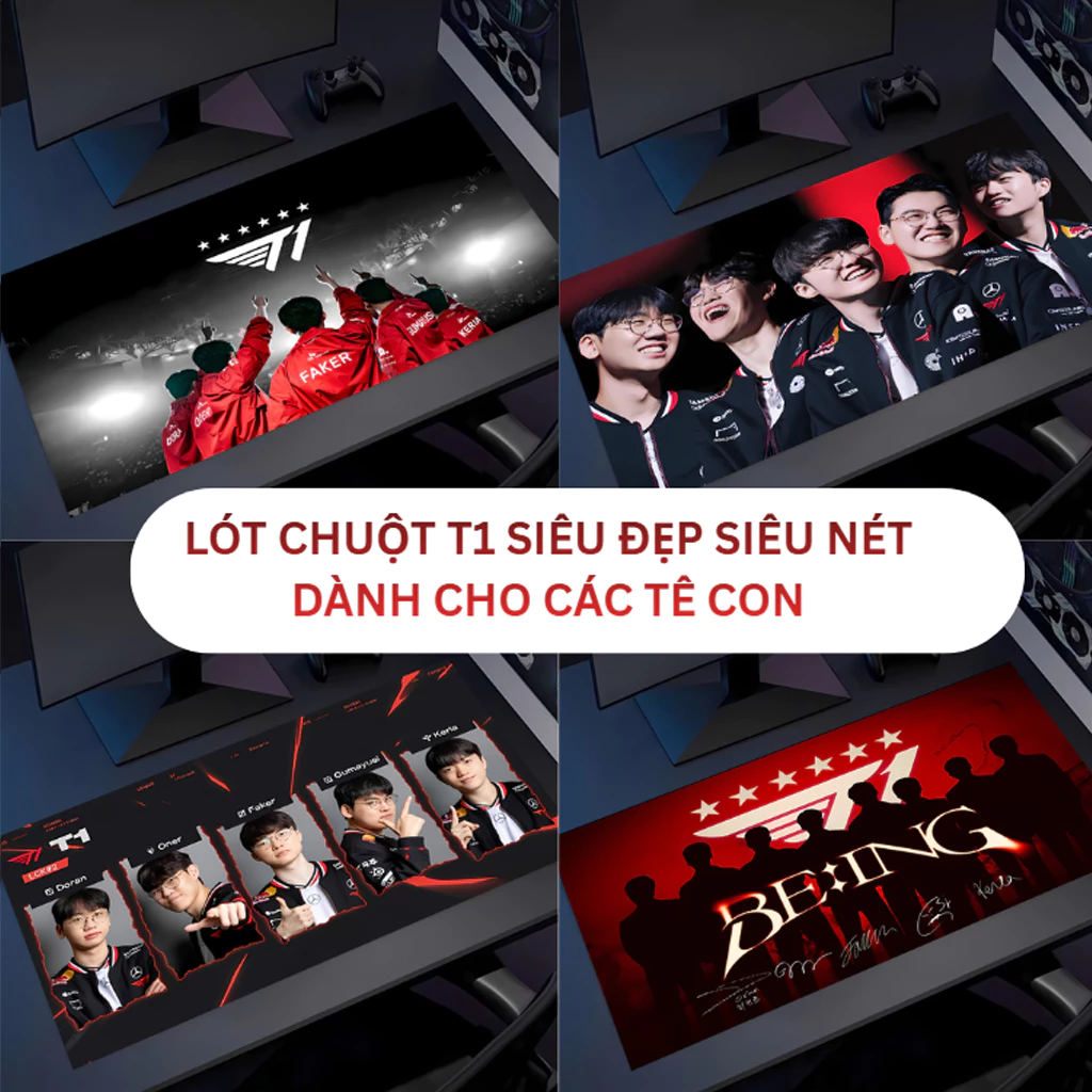 Lót chuột, pad chuột in hình T1 Gaming Vua Lót Chuột Mousepad, Deskpad Esports siêu mượt, siêu nét