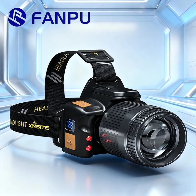 Đèn Pin Siêu Sáng Đội Đầu Cảm Biến Ánh Sáng Mạnh Điều Chỉnh Tiêu Cự, Câu Cá Đêm, Ngoài Trời