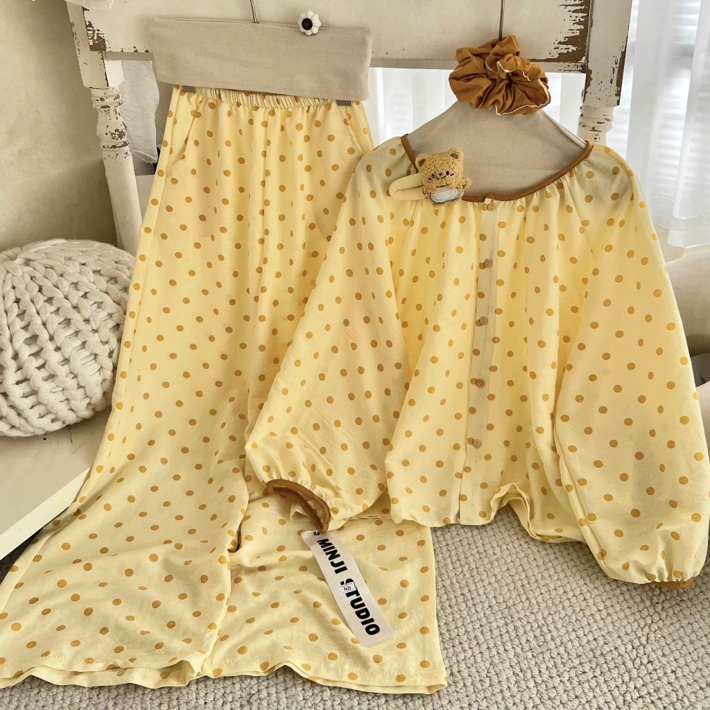 Bigsize KHÔNG KÈM CỘT TÓC Bộ Đồ Pijama Dài Tay Tiểu Thư Mặc Nhà Thoải Mái chất…