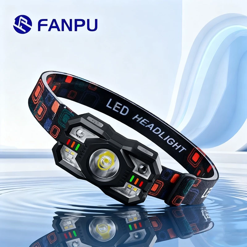 Fanpu Đèn Pin Siêu Sáng Đội Đầu Cảm Biến Thông Minh Kháng Nước Cho Câu Cá, Đi Đêm, Dùng Ngoài Trời