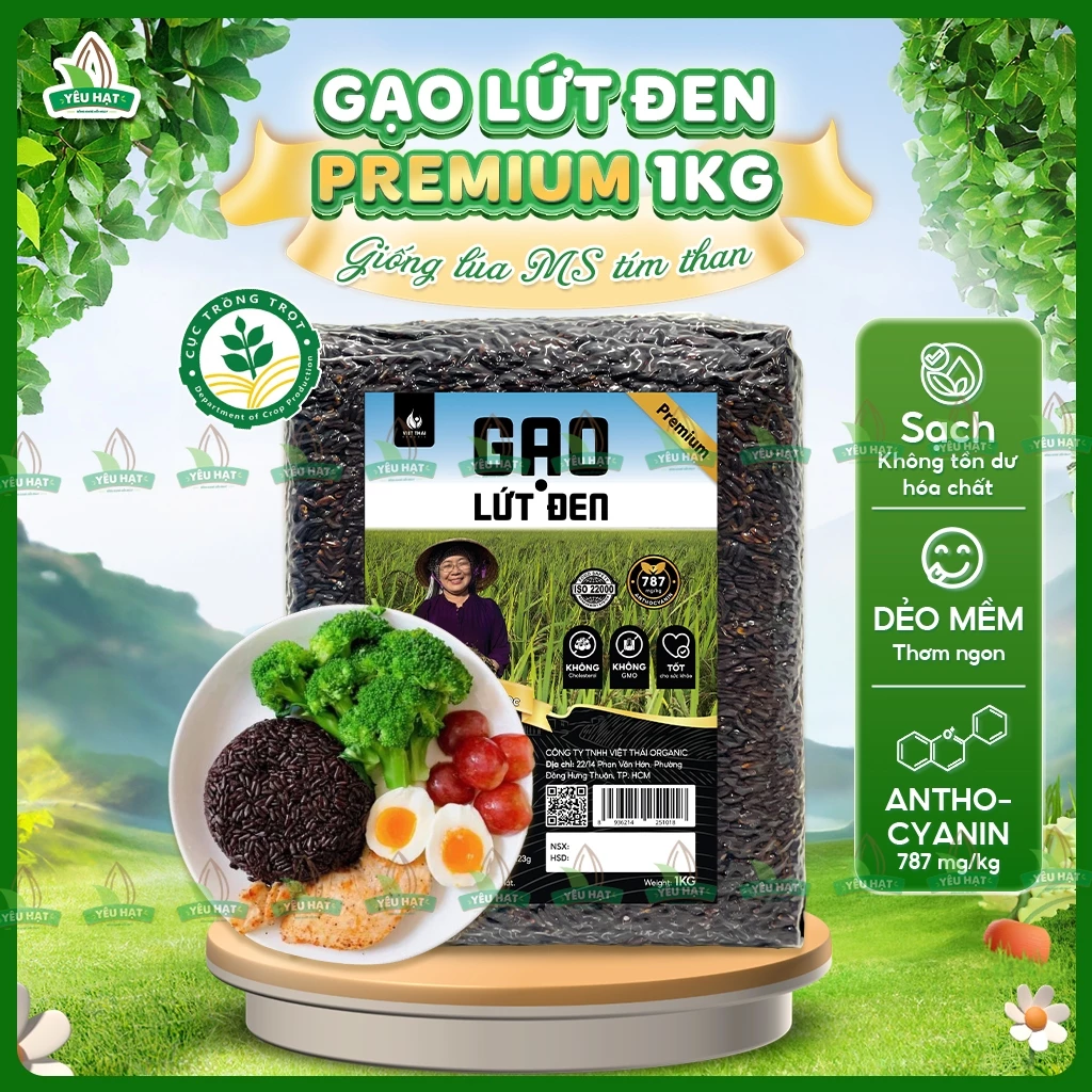[GẠO CHUẨN] Gạo Lứt Đen Cao Cấp Việt Thái Organic Dẻo Mềm Ít Calo Không Cần Ngâm Yêu Hạt