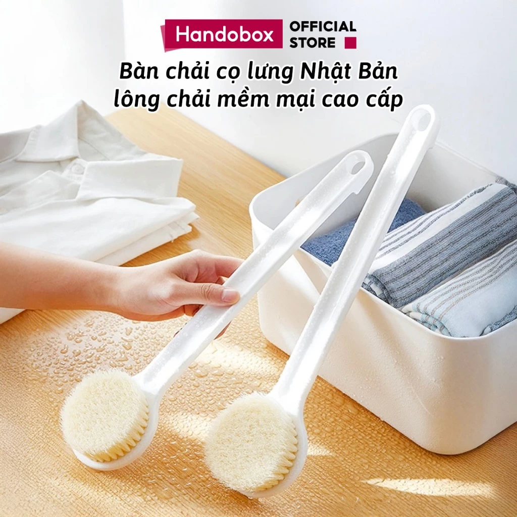 Bàn Chải Cọ Lưng Nhật Bản Handobox Cây Chà Cán Dài Lông Mềm Tẩy Tế Bào Chết Massage Cơ Thể Tiện Lợi