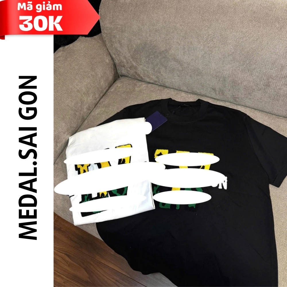 Áo Phông Thêu Xù Chữ Nổi Form Boxy, Chất cotton hàn thấm hút tốt
