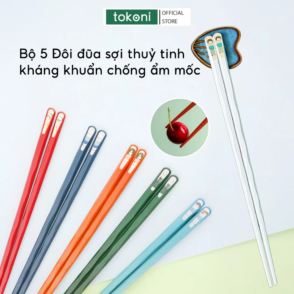 COMBO 5 Đôi Đũa Ăn Sợi Thủy Tinh Kháng Khuẩn JYoohome Đũa Xào Nấu Chống Trượt Chống Mốc Tiện Lợi