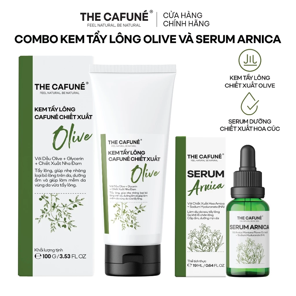 Kem Tẩy Lông Cafuné Chiết Xuất Olive 100g, Giúp Nhẹ Nhàng Loại Bỏ Lông Trên Da; Dành Cho Vùng Chân, Tay
