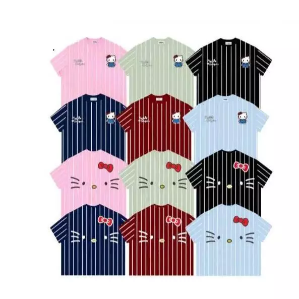 Áo Thun Boxy andy Cotton  Cổ Tròn Nam Nữ " FULL SỌC HELLO KITTY " Áo Phông Nữ Form Rộng thu đông 2026