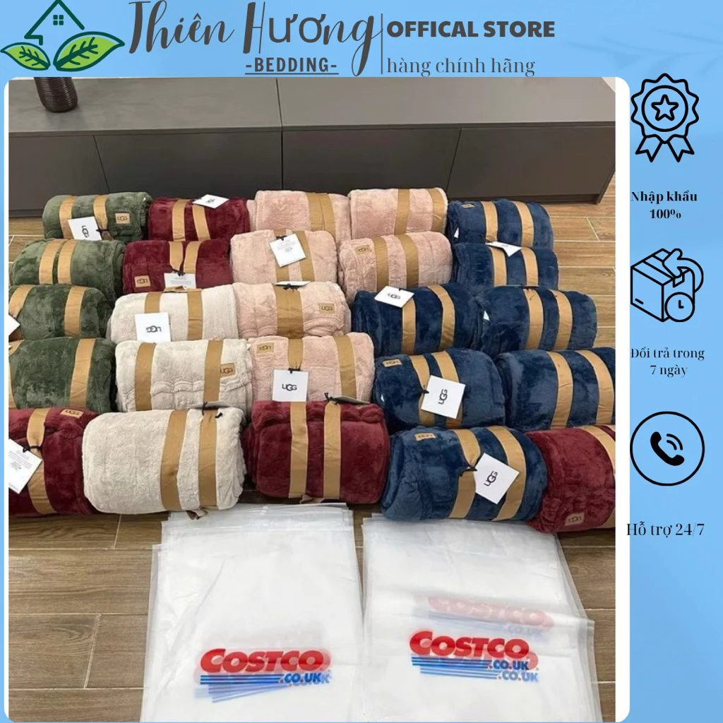 Chăn Lông UGG COSTCO Cao Cấp nặng 2,2kg , Chăn Lông Thỏ UGG Chính Hãng ấm ngang giữ nhiệt tốt