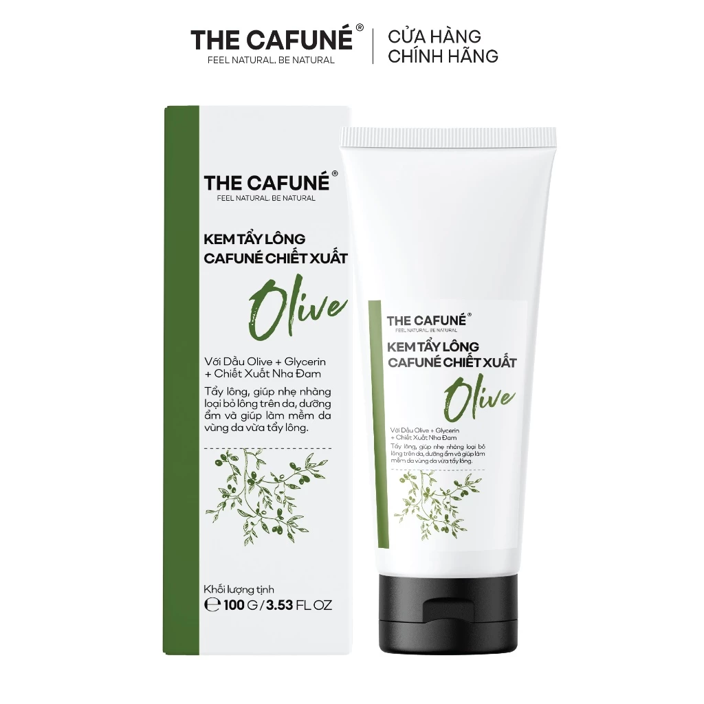 Kem Tẩy Lông Cafuné Chiết Xuất Olive 100g, Giúp Nhẹ Nhàng Loại Bỏ Lông Trên Da; Dành Cho Vùng Chân, Tay