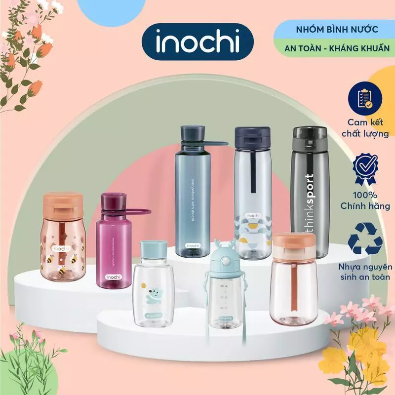 Bình nước nhựa Tritan INOCHI, bình nước cho bé, không hôi nhựa, chịu nhiệt, có tay cầm dễ di chuyển