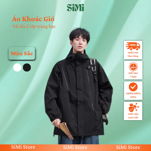 Áo Khoác Gió Nam Nữ SiMi 2 Lớp Vải Dù Tráng Bạc Cao Cấp, Chống Nước, Chống UV, Nhiều Khóa Tiện Dụng - G72