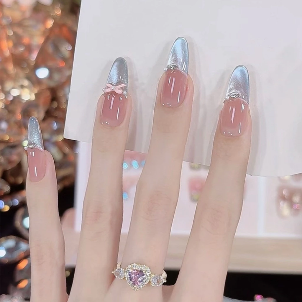 G72 - Bộ 30 móng Móng Tay Giả nail mắt mèo vẽ phen xanh ngọc cực sang chảnh mẫu mới đi chơi trung thu, tiệc cưới 2026