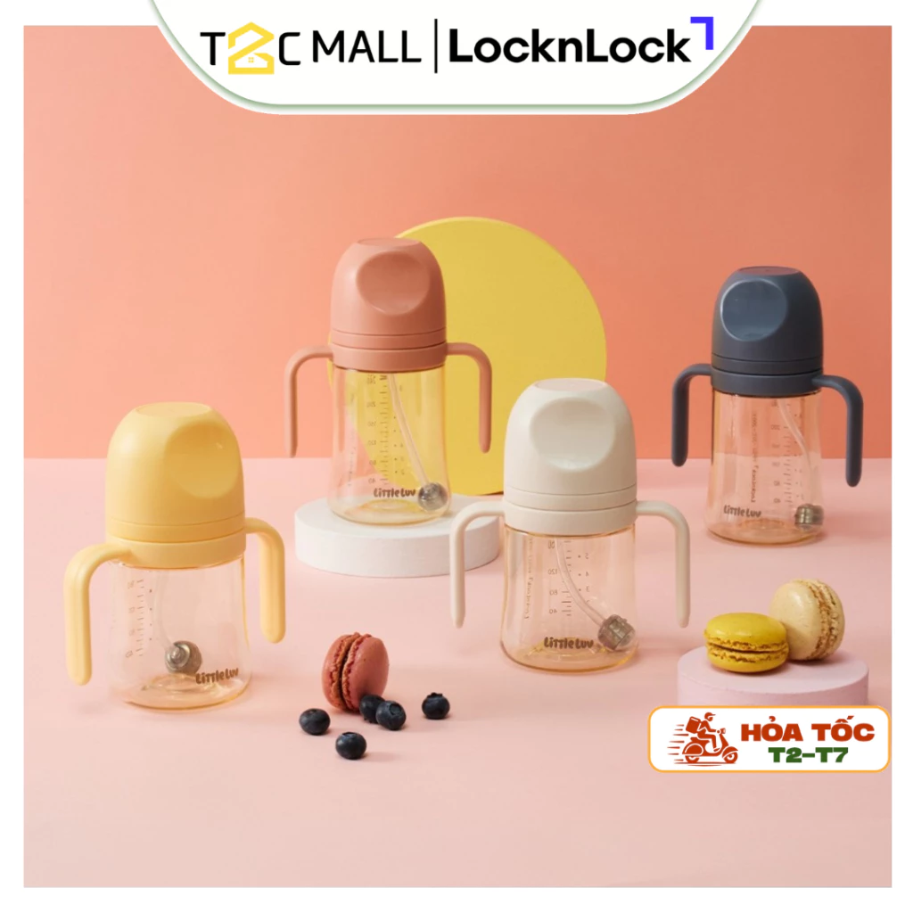 Bình Tập Hút Cho Bé LocknLock , Tập Uống Nước, Uống Sữa Có Ống Hút, PPSU, 280ml HAP914 / 350ml HAP915 - T2CMALL