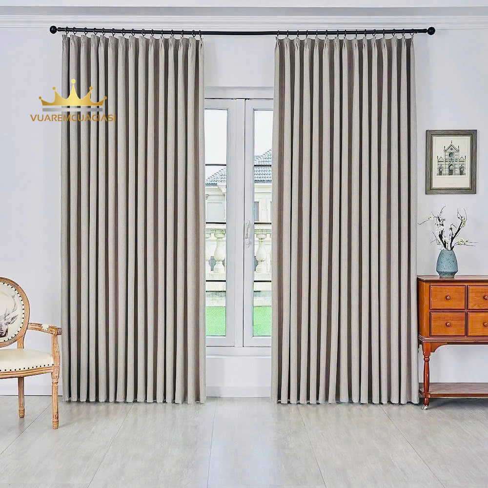 Rèm cửa xếp ly màu Xám Trắng, rèm trang trí cửa sổ, cửa chính, ngăn phòng Vuaremgiasi