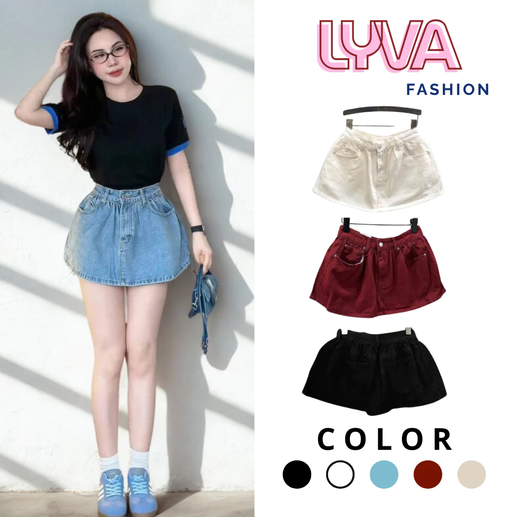 Chân váy chữ A lưng cao dáng xoè form ngắn tôn dáng, chất jean dày dặn - Váy ngắn nữ hot trend dễ phối đồ - LyVa Fashion