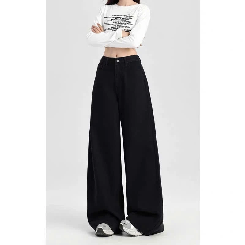 Quần jeans nữ dáng suông chất bò mềm màu đen basic dễ phối đồ mã QS45