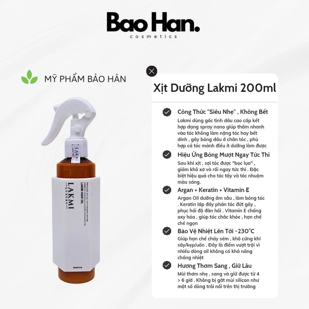 XỊT DƯỠNG CHỐNG RỐI LAKMI LUXURY 200ml