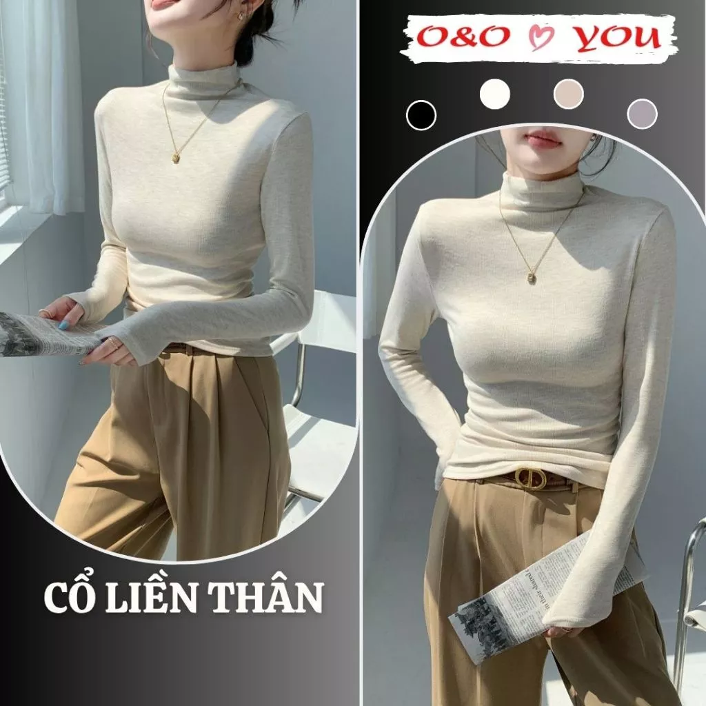 H393 Áo thun nữ cổ cao nửa thân ấm áp mùa thu đông, ôm dáng, đa năng, mềm mại, dễ phối đồ