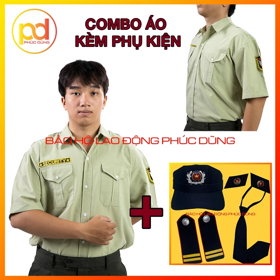 Áo đồng phục bảo vệ ngắn tay đẹp chuyên nghiệp - ĐI KÈM TRỌN BỘ PHỤ KIỆN - Màu xanh đậu non giá rẻ thấm hú