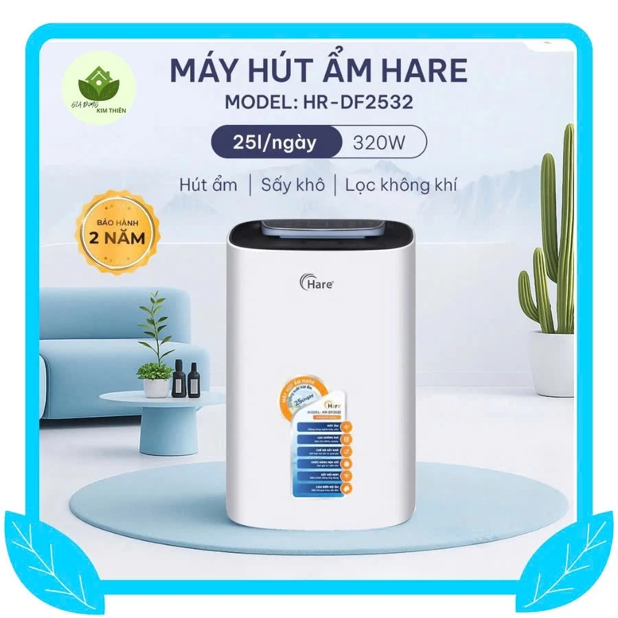 Máy Hút Ẩm HARE HR-DF2532, Hút Ẩm Nhanh Chống Nồm Ẩm Mốc Kèm Bộ Lọc 4 Tầng HEPA Carbon Ion UV Bảo Vệ Sức Khỏe - Gia Dụng