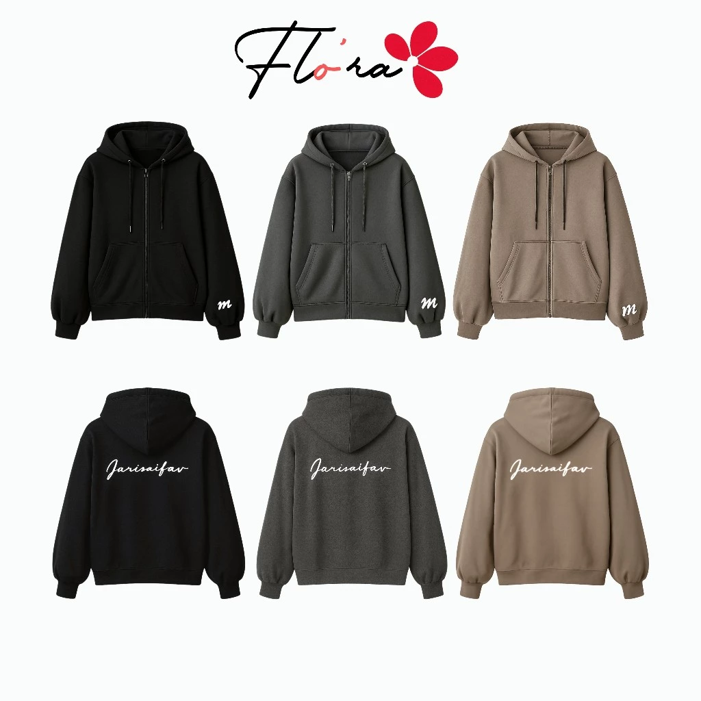 [XẢ HÀNG] Áo Khoác FEARI In Logo Phản Quang Mũ 2 Lớp BM261, Áo Hoodie Zip Chất Nỉ Bông Dày Dặn Unisex Nam Nữ Flo'ra