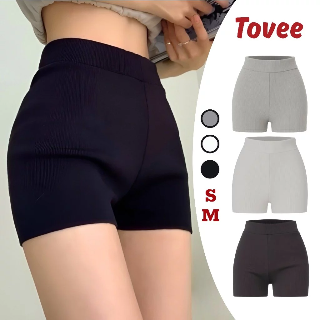Quần BIKER SHORT Chất Thun Gân QU01, Quần Đùi Nữ Cạp Cao Tập Gym, Yoga, Dance Siêu Ôm Nâng Mông Thể Thao TOVEE